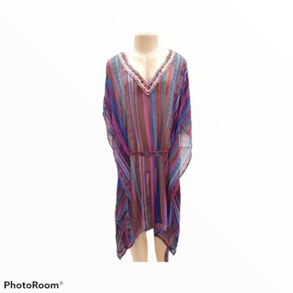 Blue Swimsuit Cover Up With Bling XL - Picture 7 of 10